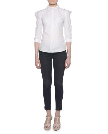 Summer cotton White Top with pearl detail